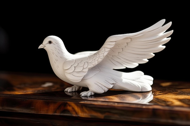 Photo generated illustration white dove scuplture freedom on international day of peace concept