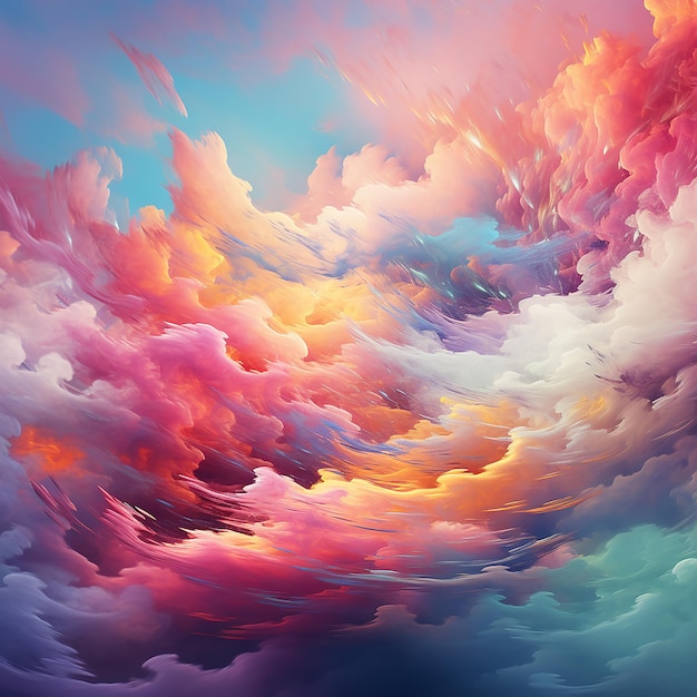 Generatief AI-beeld van kleurrijke heldere wolken abstracte kunst schilderij achtergrond