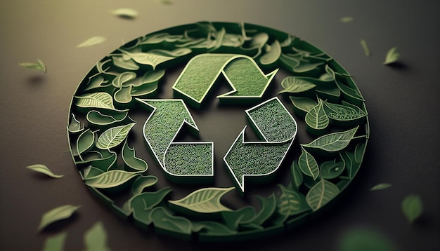 Generatief AI groen recycle symbool eco papercut natuur concept