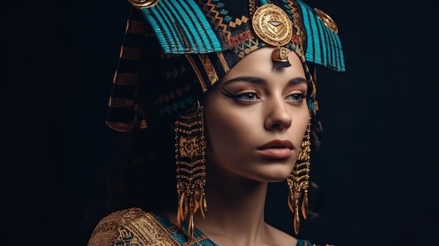 Generatief AI prachtig vrouwelijk model dat lijkt op de Egyptische monarch