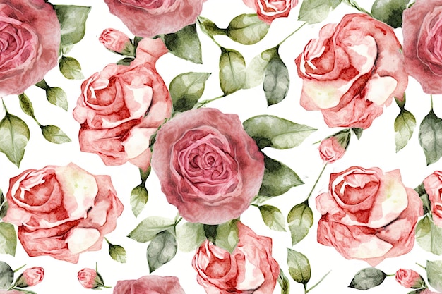 Generatief AIFloral patroon met rozen pastel aquarel illustratie