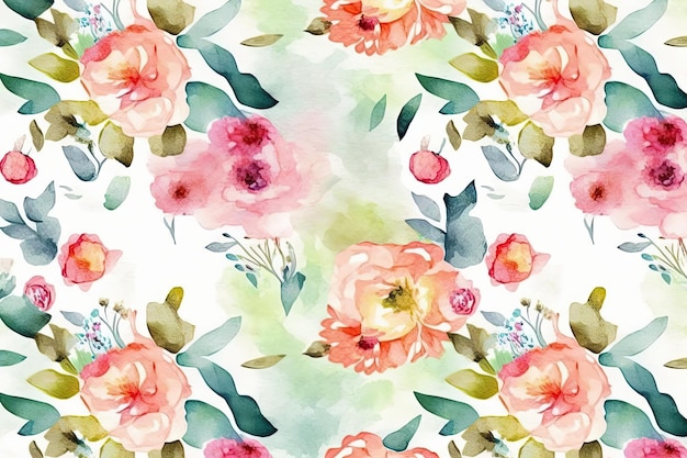 Generatief AIFloral patroon met wilde bloemen pastel aquarel illustratie