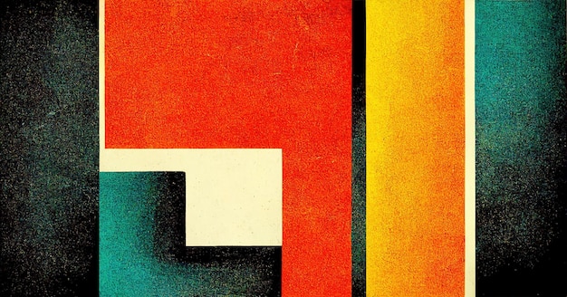 Generatieve AI abstracte Bauhaus-stijl achtergrond met korrelige papier textuur