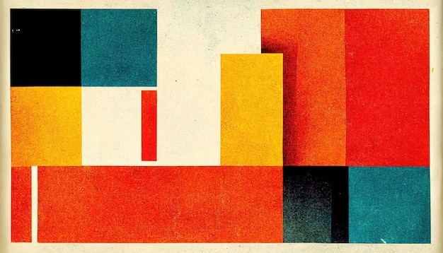 Generatieve AI abstracte Bauhaus-stijl achtergrond met korrelige papier textuur