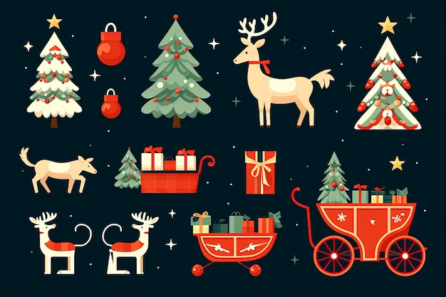 Generatieve AI-achtergrondillustratie met typische kerstmotieven in winterkleurige achtergrondenMinimalistische stijl illustratieKerstdagenDigitale kunst