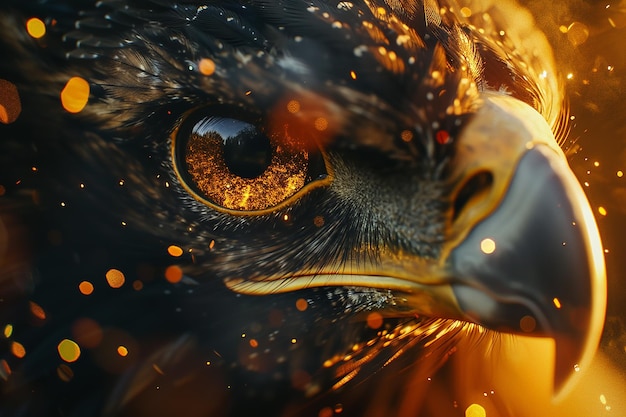 Generatieve AI-afbeelding van het Gouden Oog van Eagle Hawk Falcon