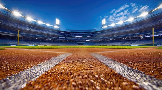 Foto generatieve ai baseballveld sportstadion met groene gras speeltuin