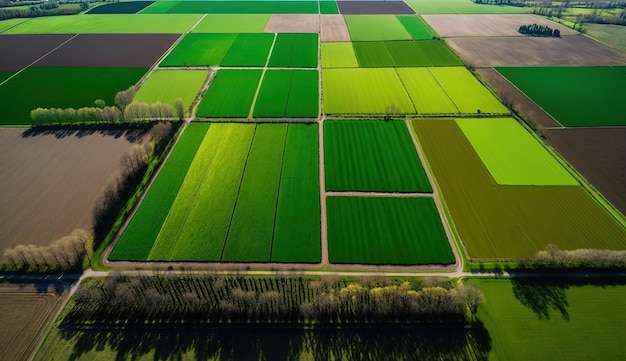 Generatieve AI Boerderijlandschap landbouwvelden prachtig platteland landweg Natuur