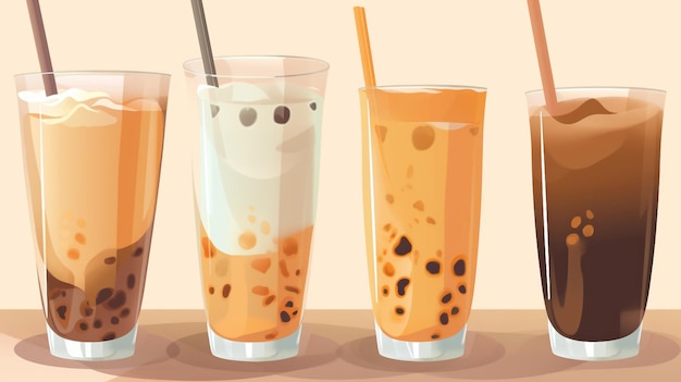 Generatieve ai bubble tea cup-ontwerpcollectie