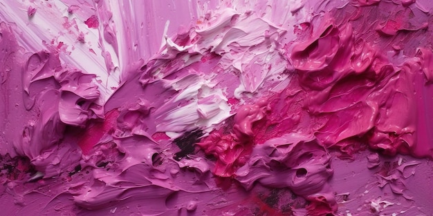 Generatieve AI Close-up van impasto abstracte ruwe viva magenta kleur kunst schilderij textuur