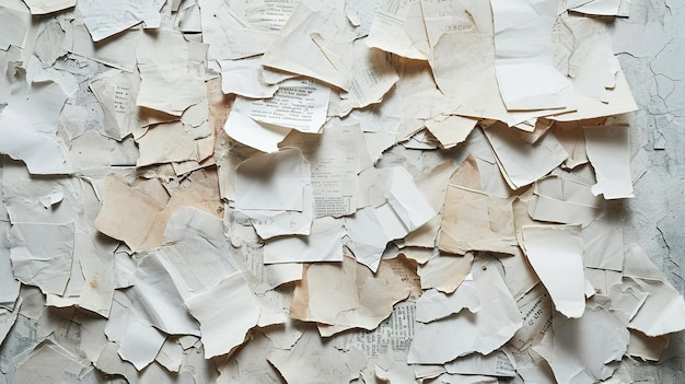 Foto generatieve ai-collage van afvalpapierstukken gescheurd papier met verscheurd recyclingconcept