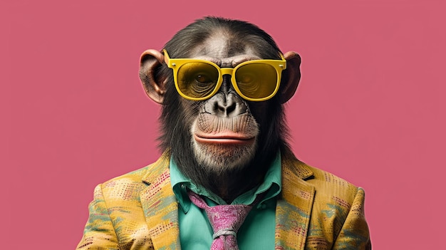 Generatieve AI Cool Chimp Zonnebril Stijl