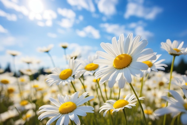 Generatieve AI Daisy bloemen met waterdruppels geïsoleerd op een witte achtergrond met uitknippad