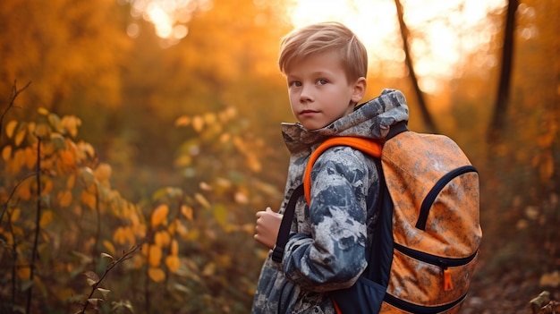 Generatieve AI een kleine jongere in de wildernis en