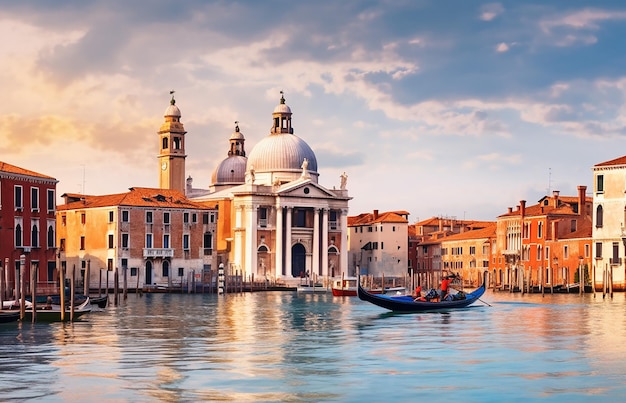 Generatieve AI een landschap van de prachtige stad Venetië met zijn grachten