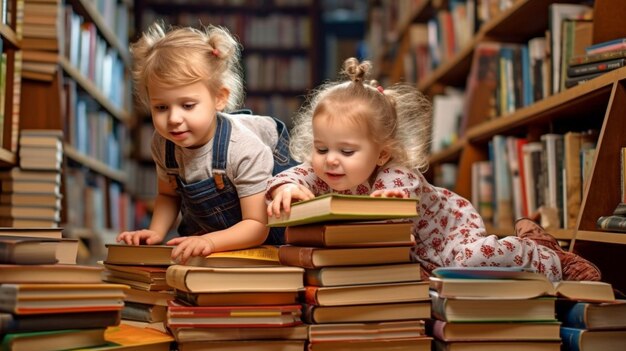 Generatieve AI en boeken worden door kinderen gespeeld