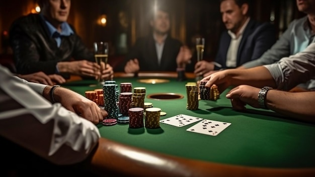 Generatieve AI en pokerspelers die kaarten gebruiken in een casino