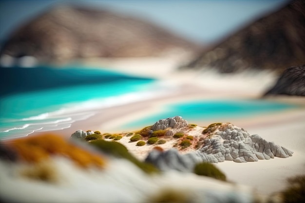 Generatieve AI Exotisch strand landschap panorama prachtig uitzicht op de oceaan Natuur zomer Illustratie