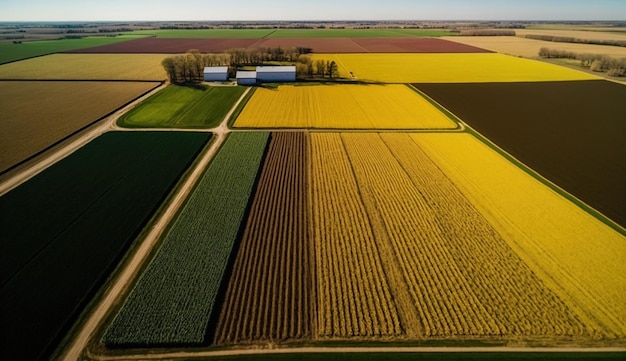 Generatieve AI Farm landschap agrarische tarwevelden mooie platteland landweg