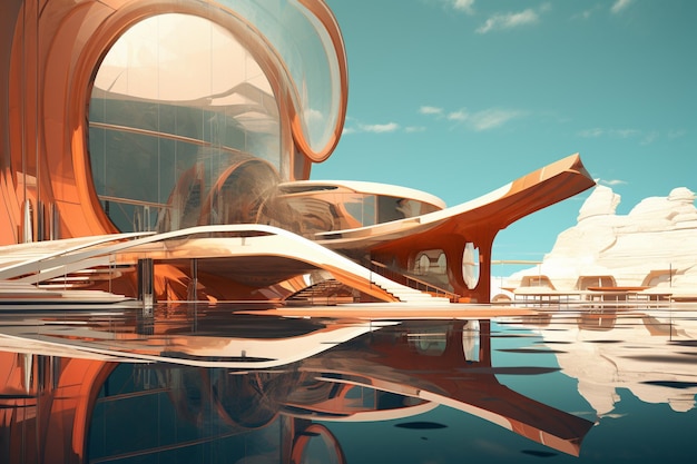 Generatieve ai Future Skylines Een abstracte weergave van futuristische architectuur