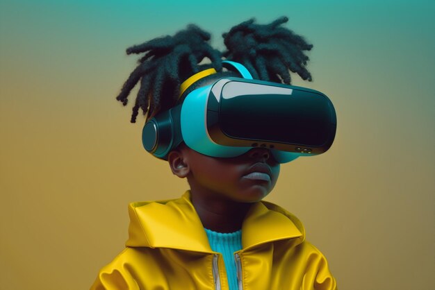 Generatieve ai-generatie zwart alpha-kind met behulp van 3D vr-bril