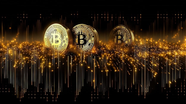 Generatieve ai golden coin van bitcoin digital cryptocurrency mining of blockchain-technologie