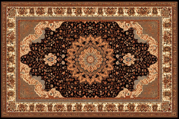 Generatieve AI-illustratie Retro Persian Carpet Design in verschillende kleuren