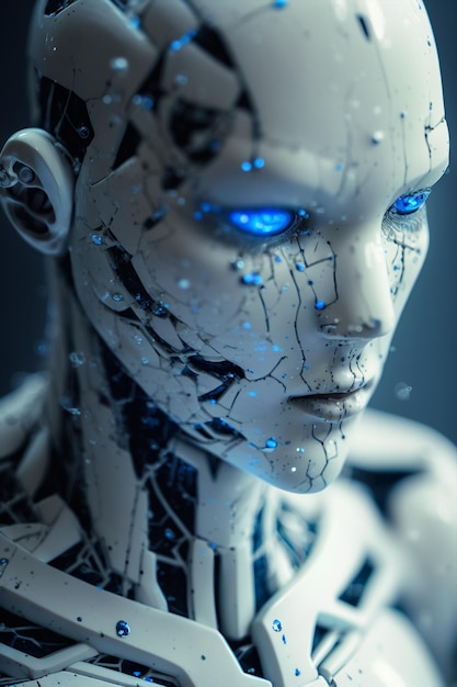 Generatieve ai illustratie scifi futuristische humanoïde onvolledige robot