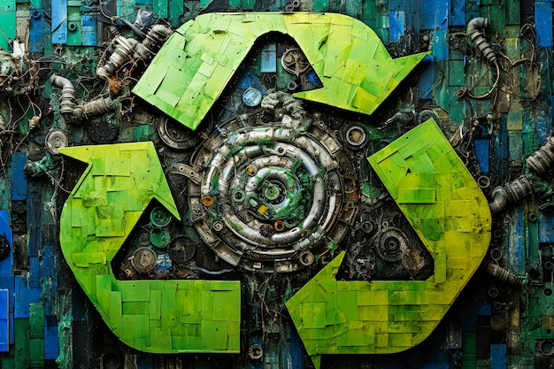 Generatieve AI-illustratie van een vuile stad omringd door niet-gerecycled afval