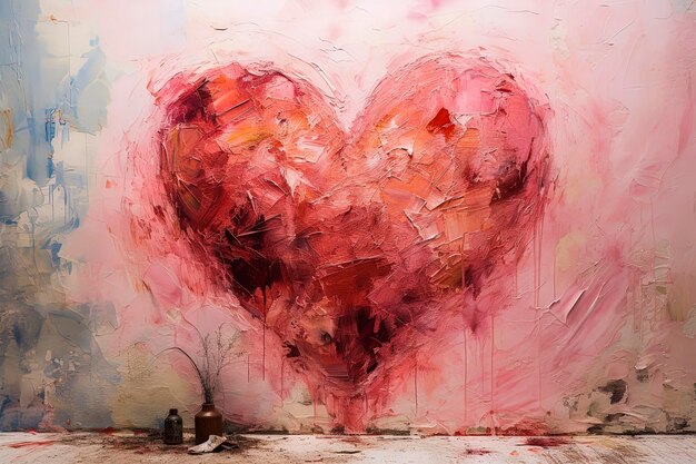 Generatieve AI-illustratie van Heart Background met texturen en kopieerruimte Digitale kunst