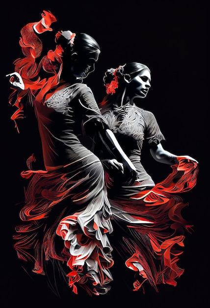 Foto generatieve ai-illustratie van jonge vrouw flamenco dansen