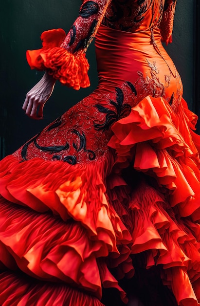 Foto generatieve ai-illustratie van jonge vrouw flamenco dansen