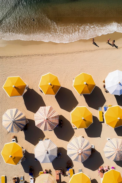 Generatieve AI-illustratie van kleurrijke parasols op een zonnige dag