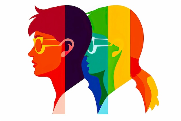 Generatieve AI-illustratie van LGBT-gerelateerde achtergrondtekeningen met de kleuren van de regenboog