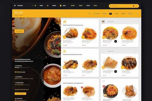 Generatieve AI-illustratie van UI-ontwerp van een website voor Chinees eten met volledig scherm en levendige kleuren