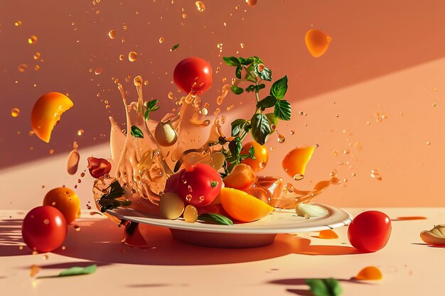 Generatieve AI-illustratie van verse rauwe groenten- en fruitsalade