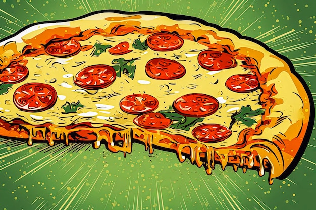 Foto generatieve ai illustratie van zelfgemaakte veganistische pizza reclame poster stijl in vintage illustratie stijl italiaans eten