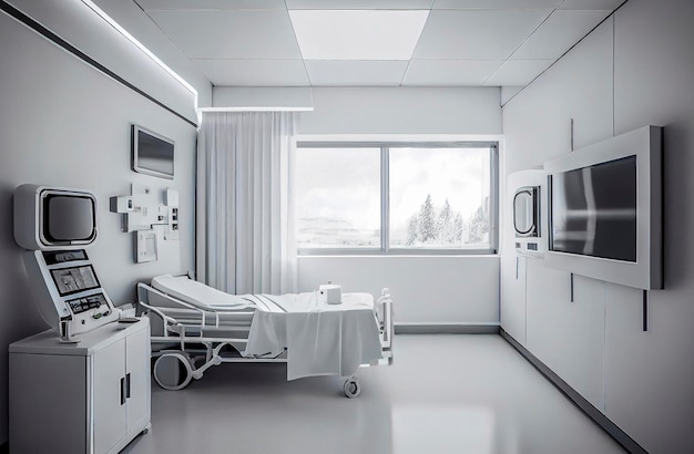 Generatieve AI-illustratie van ziekenhuiskamer uitgerust met de nieuwste medische technologie