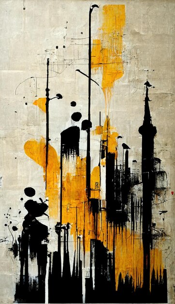 Generatieve ai ink zwarte straatgraffitikunst op een getextureerde papieren vintage achtergrond geïnspireerd door banksy