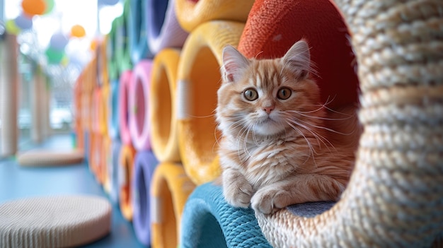 Generatieve AI-katten interactieve speelzone met speelgoed huisdieren hotelconcept