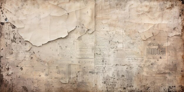 Generatieve AI Krant of papier grunge vintage oude leeftijd textuur achtergrond