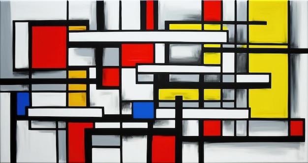 Generatieve AI kubistische geschilderde abstracte kleurrijke rechthoeken in Mondriaan stijl achtergrond