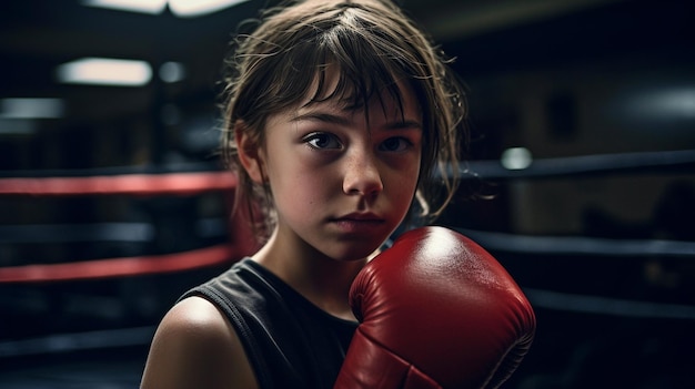 Generatieve AI meisjesvechter in boksring