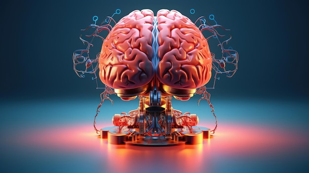 Generatieve AI menselijk brein en kunstmatige intelligentie concept big data processing computer