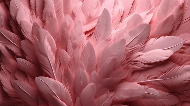 Generatieve AI Mooie lichtroze close-up veren fotorealistische achtergrond Kleine roze veren