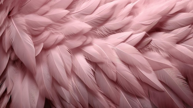 Generatieve AI Mooie lichtroze close-up veren fotorealistische achtergrond Kleine roze veren
