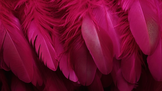 Generatieve AI Mooie viva magenta roze close-up veren fotorealistische achtergrond