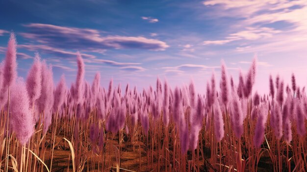 Foto generatieve ai pampa paarse lavendel kleur gras tak met hemel abstracte natuurlijke boho achtergrond