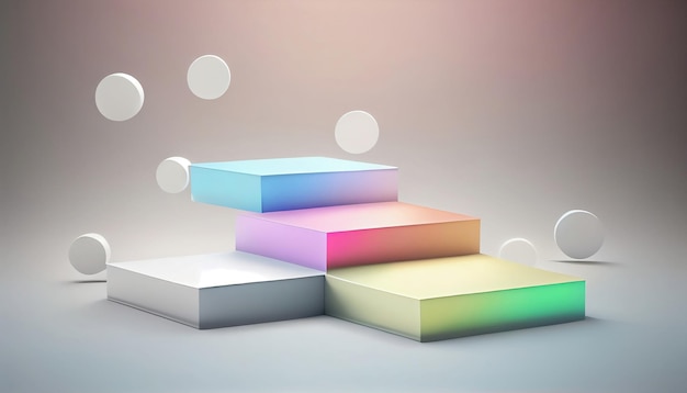 Foto generatieve ai-productdisplaystandaard op zachte pastelkleurige bokeh-achtergrond voor het presenteren en presenteren van elk product met stijl en elegantie