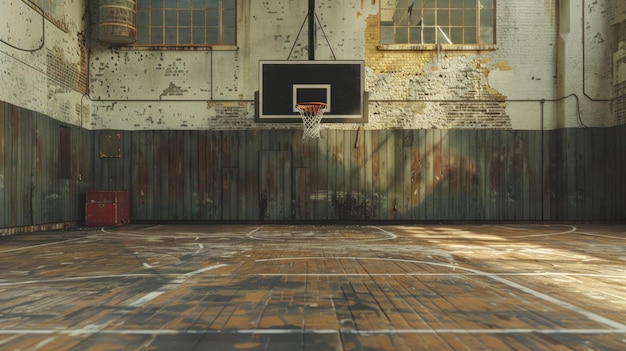 Generatieve AI Professionele basketbalveld lege sportarena achtergrond